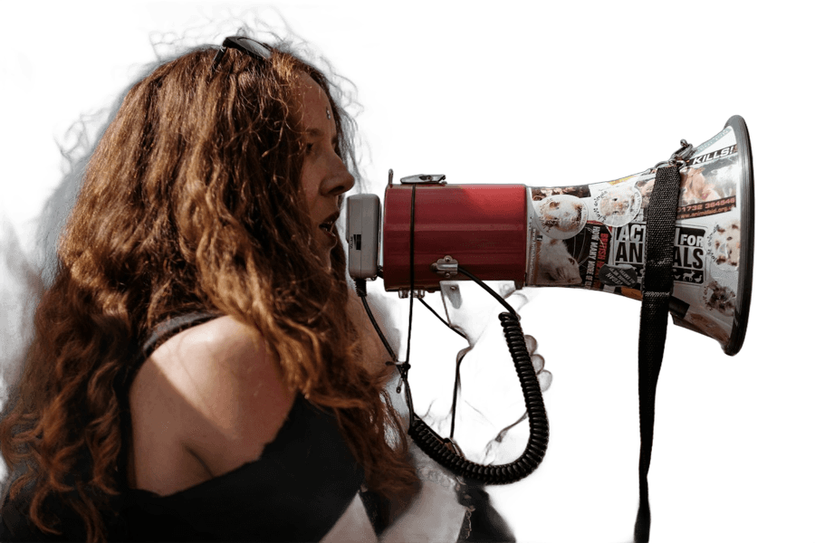Marketer announcing through a megaphone